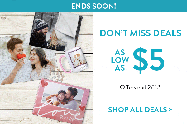 Daily Deals. Ends soon! Don't miss deals as low as $5. Offers end 2/11. See site for details. Shop all deals