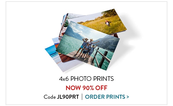 4x6 photo prints now 90% off. Code JL90PRT. Order prints