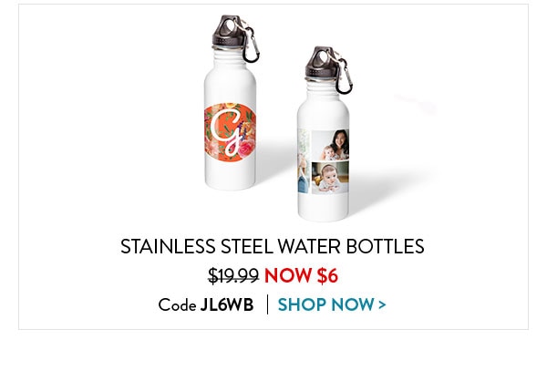 Stainless steel water bottles were $19.99 now just $6. Code JL6WB. Shop now