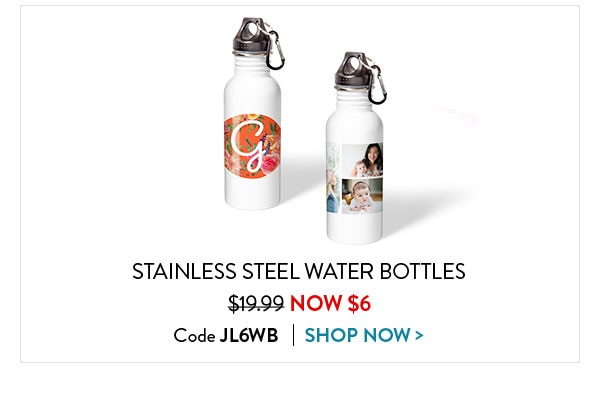 Stainless steel water bottles were $19.99 now just $6. Code JL6WB. Shop now