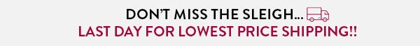 Don't miss the sleigh… Last day for lowest price shipping!!