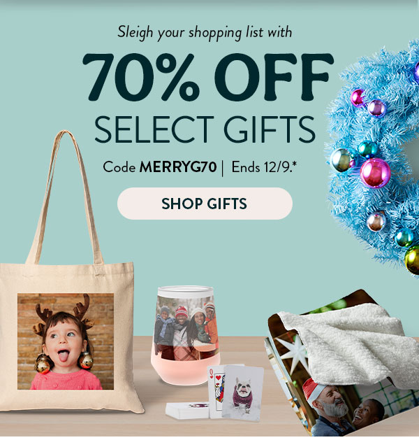 Sleigh your shopping list with 70% off select gifts. Code MERRYG70. Ends 12/9 See site for details. Shop Gifts