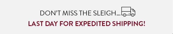 DON'T MISS THE SLEIGH... LAST DAY FOR EXPEDITED SHIPPING!