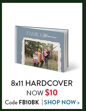 8x11 hardcover now $10. Code FB10BK. Shop now