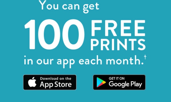 You can get 100 Free Prints in our app each month. Download on the AppStore or Get it on Google Play