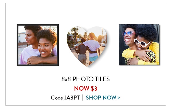 8x8 photo tiles now $3. Code JA3PT. Shop now