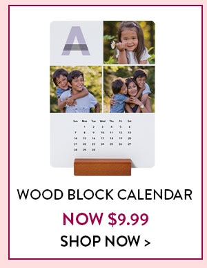Wood block calendar now $9.99. Shop now